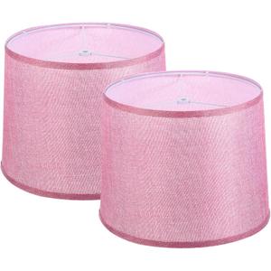 PATIKIL Lamp shades for Table Lamps Set of 2, 11.4" Top x 12.6" Bottom x 9.8" High Drum Lamp shades for Floor Lamps Medium Linen Lampshade Easy Assembly for Lamp Replacement, Pink