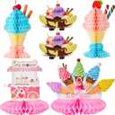 Outus 6 Pieces Table Centerpiece Tissue Honeycomb Table Centerpieces for Theme Party Decorations Supplies Birthday Baby Shower (Ice Cream)