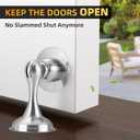 4 Pack Magnetic Door Stop No Drilling Door Stop with 3D Adhesive Tapes Keep Door Open Door Stainless Steel Screws for Stronger Mount (Silver)