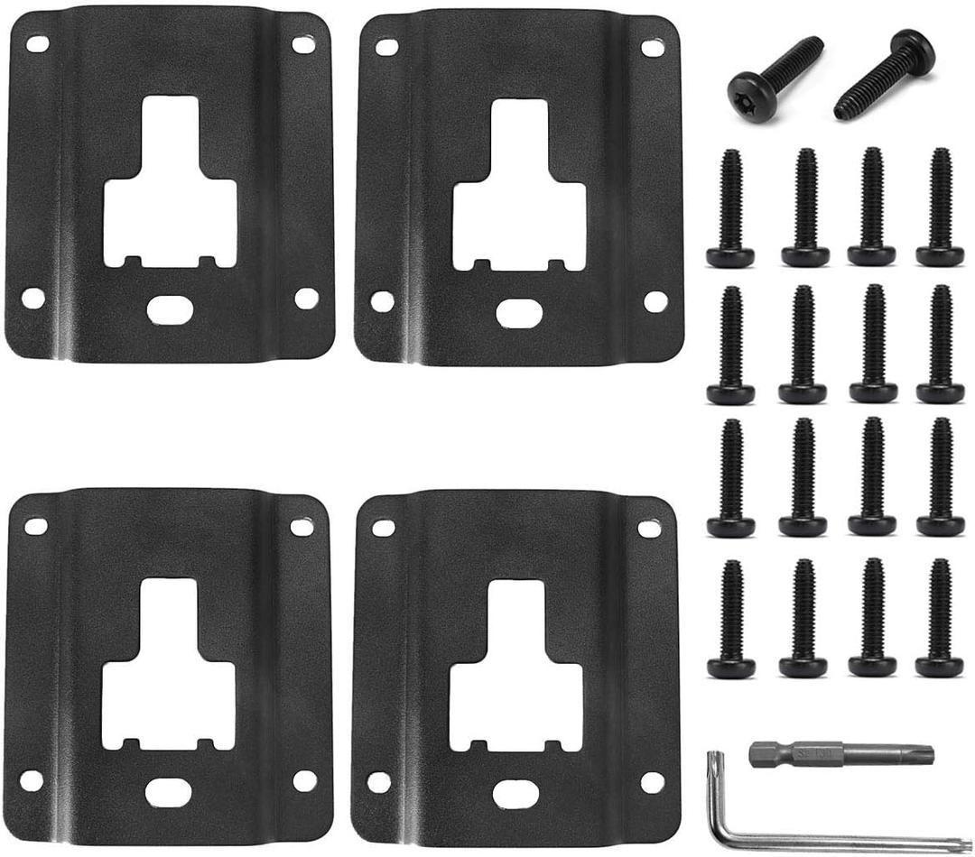 Auovo 4pcs Truck Bed Cargo Tie Down Brackets Plates for Ford F150 F250 F350 2015-2024 Replacement of FL3Z-9928408-AB Bed Load Hook Reinforcement Panel Accessories with 18 pcs Torx Screws& Install Tool