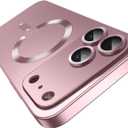 Misscase Magnetic for iPhone 17 Pro Case,Comes with Camera Lens Protector,Compatible with Magsafe,Soft TPU Full Protection Slim Smooth Bumper Shockproof Phone Cover Rose Gold