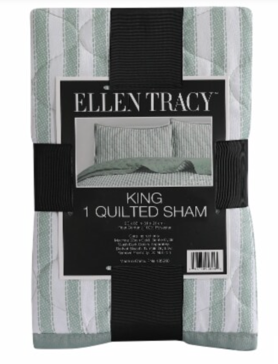 Ellen Tracy King 1 Quilted Sham, 20x36 in, 100% Polyester
