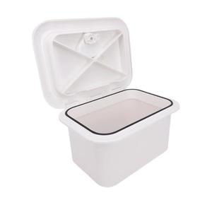 Marine Boat Storage Box,14.76 x 10.63 x 6.89in Boat Embedded Storage, Marine Console Organization Box for Bait Fishing Gear Tools, White
