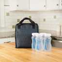 Dr. Browns Fold & Freeze Bottle Tote, Breastfeeding Essential Cooler Bag, 6 Baby Bottles Milk Storage - Black