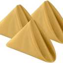 Bailarina Cloth Napkins Set of 120, 17x17 inches Dinner Napkins Cloth Washable, Polyester Square Table Cloth Napkin Bulk with Hemmed Edges Ideal for Banquets, Parties and Weddings-Gold