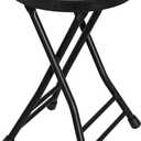 LEDLAY18 Inch Folding Stool with Handle - 500LBS Capacity Portable Foldable Stool with Non-Slip Feet, Heavy-Duty Steel & Plastic Collapsible Stool for Indoor Outdoor Use, Black