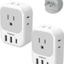 US to Japan Plug Adapter 2 Pack, TESSAN 2 Prong to 3 Prong Outlet Adapter with 4 Outlets 3 USB (1 USB-C), Outlet Adaptor US to Japan China Mexico Philippines Canada Peru Thailand Vietnam