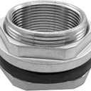 304 Stainless Steel Bulkhead Water Tank Fitting 2" Female Thread Compression Bulkhead Adapter Thru-bulk Connector with Gasket for Bathtub and Sink