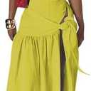 Womens Summer 2 Piece Maxi Skirt Sets Sexy Halter V Neck Backless Thong Bodysuits Wrap Beach Cover Ups Vacation Outfits XL