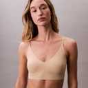 Calvin Klein Women's Invisibles Comfort Lightly Lined Seamless Wireless Triangle Bralette Bra (Beige, L)