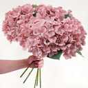 AVIVIHO 7PCS Dusty Rose Hydrangea Artificial Flowers Realistic Full Fluffy Dusty Rose Fake Hydrangeas with 17.5'' Stems Realistic Silk Flower for Home Wedding,Party,Spring Deco