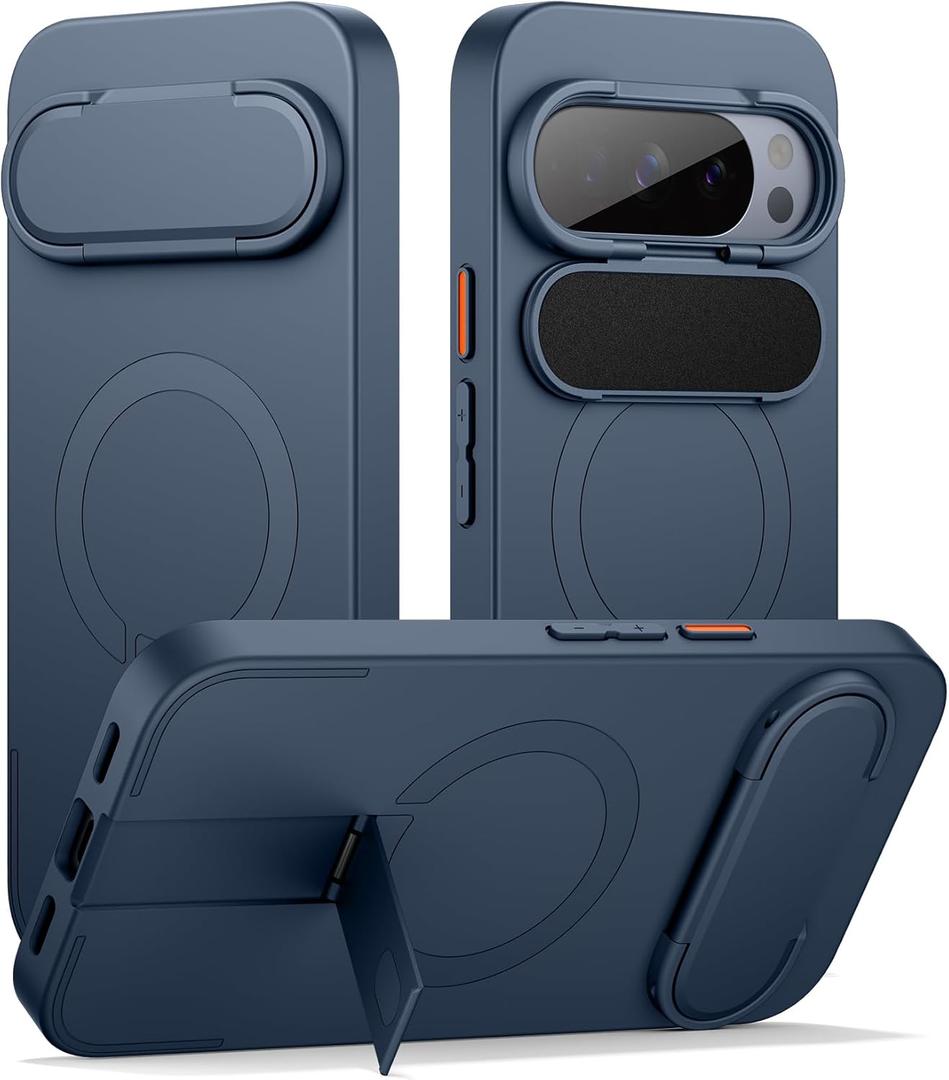 SURITCH for Google Pixel 10/10 Pro Phone Case, Compatible with MagSafe, Protective Cover with Camera Cover & Adjustable Metal Kickstand for Pixel 10/10 Pro 2025 -Dark Blue