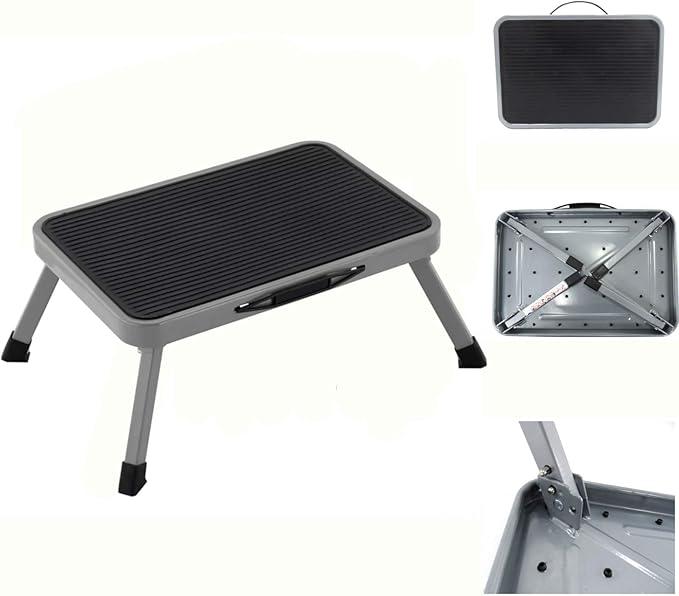 Folding Step Stool Caravan Motorhome Caravan Motorhome 150kg Heavy Duty Steel Step Stool with Non Slip Rubber Feet