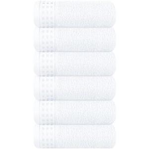 GLAMBURG Ultra Soft Cotton 6 -Piece Hand Towel Set 16x24 Inch, Ideal for use in Bathroom, Kitchen, Gym, Spa & General Cleaning, Compact & Lightweight Multi Purpose Hand Towels - White