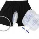 Wearable Men's Urinal Urinal System Wearable Urinal for Men with 2 Collection Urine Bag Reusable Portable Silicone Urinal Male Incontinence Device with Elastic Waistband for Men Elderly Bedridden (L)