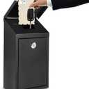 Diggoo Secure Wall-Mounted Mailbox for Outside, Rust-Proof Steel Postbox with 3 Sets Numbers, Locking Donation/Suggestion Box with Keys, Collection Box with Drop Slot for Home, Office, Business