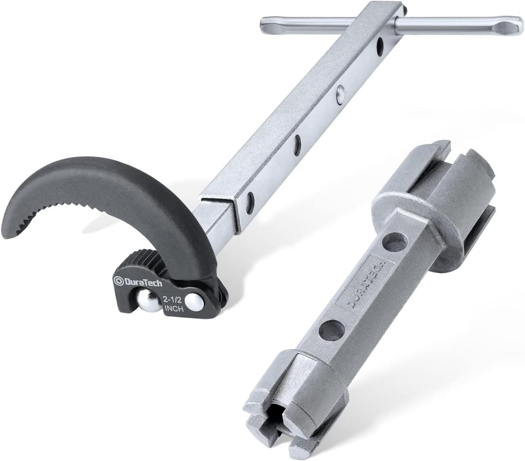 DURATECH 10 "-17" Telescoping Basin Wrench with 1-3/8" to 2-1/2" Large Jaw Capacity & Tub Drain Remover Wrench Aluminum Alloy Drain Removal Tool, Dual Ended