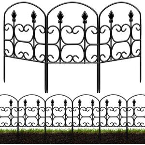 24in(H) x 10.83ft(L) Decorative Garden Fence - Tall Garden Fence Animal Barrier 10 Pack Metal Fence Border Black No Dig Fence Panels Garden Fencing Border for Landscape Patio Yard Outdoor