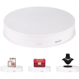 PULUZ 360 Degree Photography Turntable Rotating Display Stand, 11.2in(28cm) Diameter 360 Degree Turntable Display Stand for Photography Video Shooting Props Jewelry, Max Load 44Lb (White)
