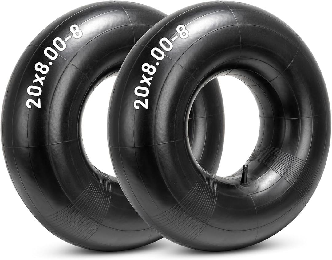 Heavy Duty 20x8.00-8 Inner Tubes, 20x8-8, 20x10.00-8, 20x10-8 18x6.50-8, 18x7.50-8, 18x8.50-8 18x9.50-8 Universal Fit Tire Tube with TR13 Straight Valve Stem for Mower/Tractor/Golf Cart and More 2 PCS
