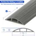 Floor Cord Cover 4ft, Cord Hider Floor Hide Extension Cords, PVC Cable Management Cover, Cable Protector Cord Cavity W0.6in x H0.32in Grey Wood