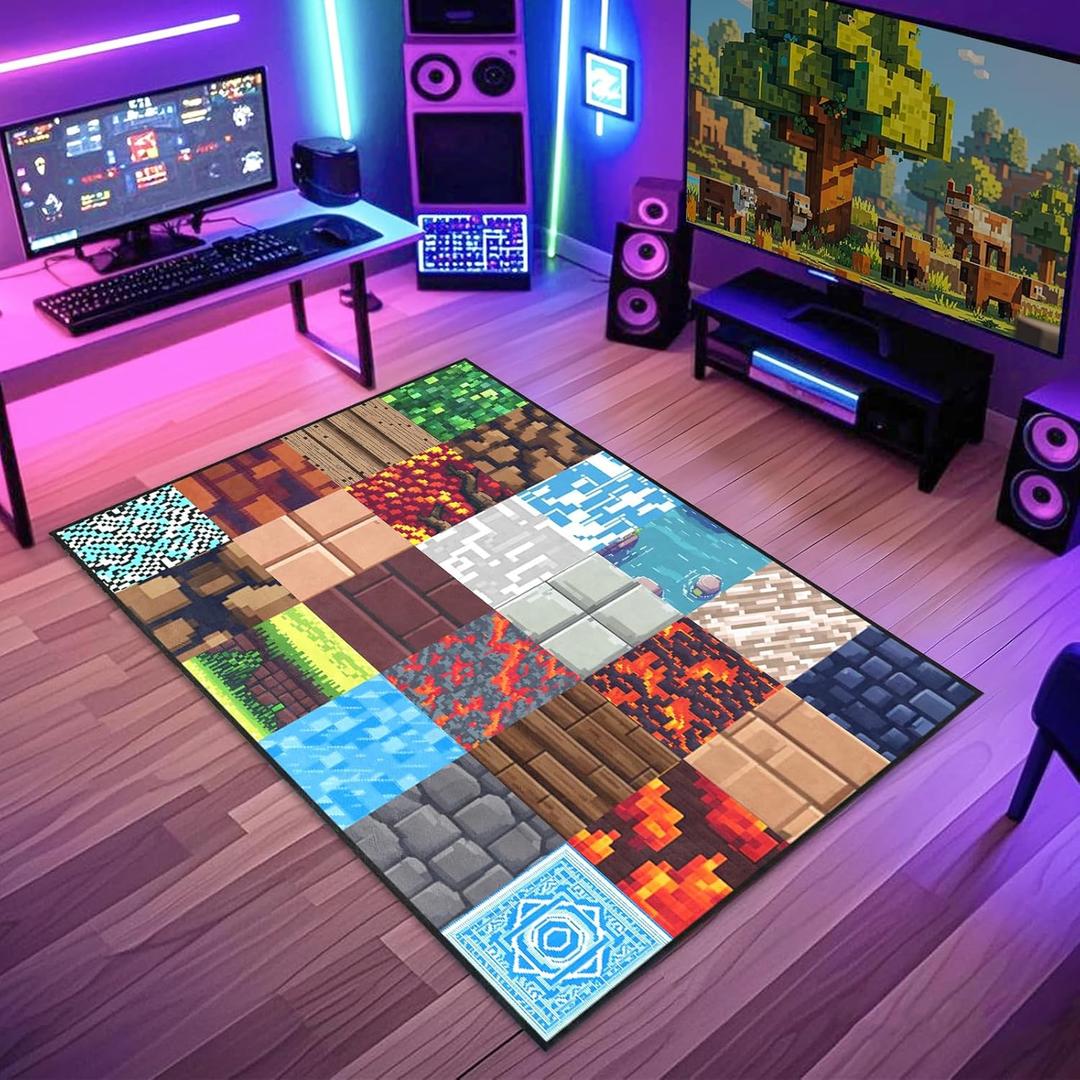 Cool Game Rug for Teen Boys Room Funny Gamer Rug for Boys Bedroom, Gaming Carpet Kids Play Mat for Living Room Playroom Game Decoration Floor Mats, 2'5''x4'