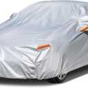 Kayme 6 Layers Car Cover Waterproof All Weather for Automobiles, Outdoor Full Cover Rain Sun UV Protection with Zipper Cotton, Size A2 3XL Universal Fit for Sedan (186-193 inch) (Aluminum-Silver)
