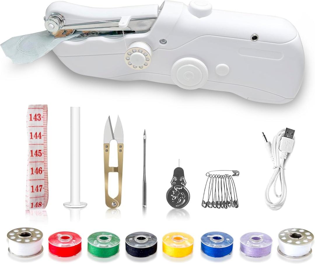 Hand-held sewing machine, mini portable fast electric sewing machine, easy for beginners and adults to use, hand-held sewing device for fast sewing is suitable for DIY home travel.