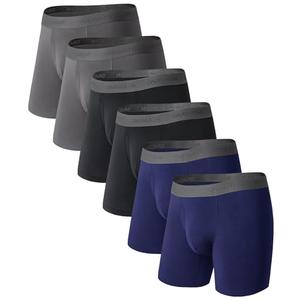 DAVID ARCHY Mens Underwear Cooling Rayon from Bamboo Boxer Briefs Breathable Soft Moisture-Wicking with Fly Underwear for Men  (L, Black/Dark Gray/Navy Blue in 6 Pack)