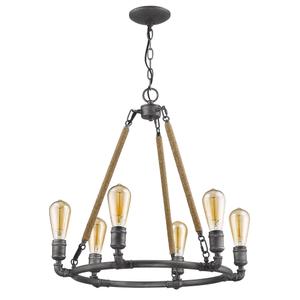 Farmhouse Chandeliers Rustic Round Wagon Wheel 8-Light Fixture for Dining & Living Room, Bedroom and Foyer (Brown)