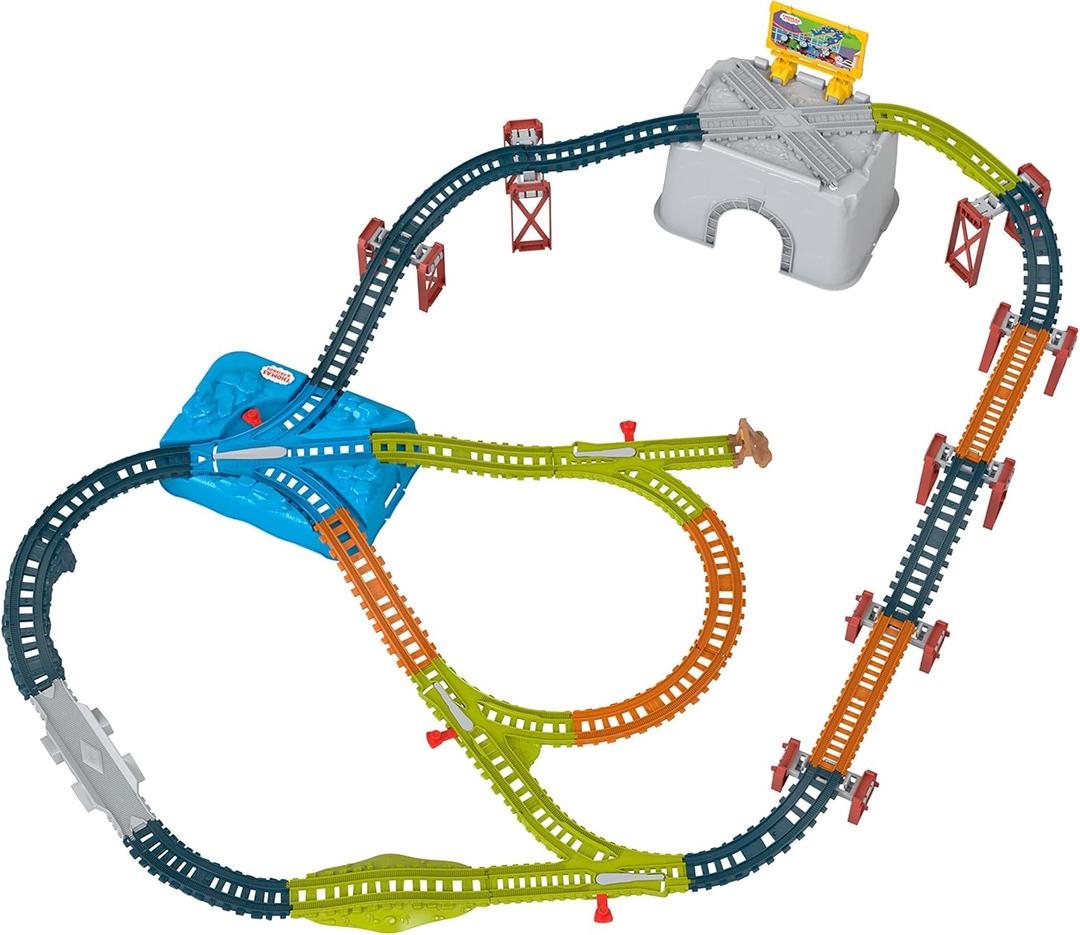 Thomas & Friends Toy Train Tracks Set, Connect & Build Bucket, 34-Piece Expansion Pack for Diecast & Motorized Trains, Age 3+ Years