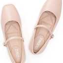 ATHMILE Mary Jane Shoes Women Ballet Flats Shoes for Women Slip on Comfortable Dressy Adjustable Strap for Work Office Business Casual (8, Beige)