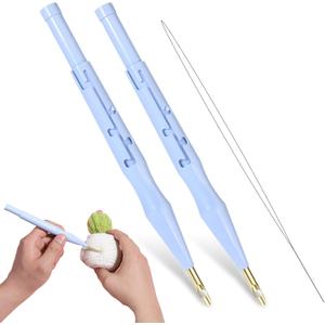 2 PCS Adjustable Embroidery Punch Needle Threader, Felting Threader Needle Pen Tool with Wire Guide for DIY Handmade Art Crafts, Stitching Applique Embellishment, Embroidery Rug, Rug Punch Tool