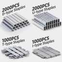 Upholstery 4 in 1 Staple Gun Heavy Duty, with 6000 Staples, Remover, Gloves, Manual Brad Nailer Power Adjustment Stapler Gun for Wood, Upholstery, Carpentry, Decoration DIY Staple Gun