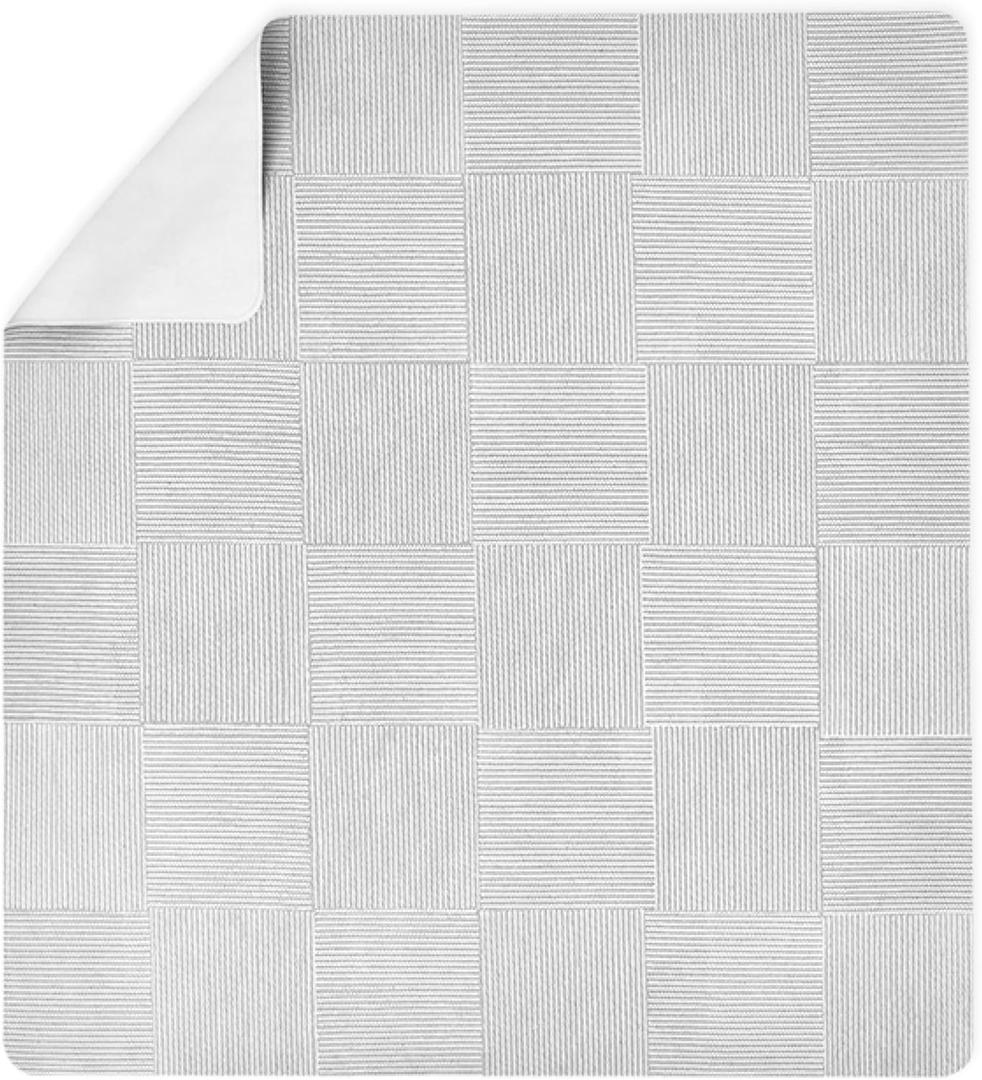 Lalo Splat Mat - Double-Sided Vegan Leather Wipeable Baby High Chair Mat, Modern Design - Perfect for Mealtime & Playtime, Easy to Clean - 47 x 47 Inches, Wickerwork Grey
