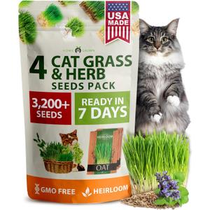 Home Grown 3200+ Indoor Cat Grass Refill  Non-GMO USA Grown Catnip, Oat & Alfalfa Seeds  Cat Grass Kit Replacement  Fast-Growing Pet Grasses for Cats Digestion & Hairball Relief