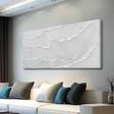 WINKAILIN White Abstract Canvas Paintings Decorative Wall Art Textured Artwork Above Bed Wall Decor Big Pictures for Living Room Dining Room 29x58 Inch