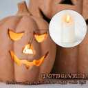 Fall Decor - Halloween Decor - Handmade Terracotta Pumpkin Jack O' Lantern with Flameless Candle - Vintage Autumn Farmhouse Table Decorations for Home Indoor Outdoor Porch Mantel (Large)