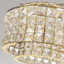 LED Chandeliers for Dining Room LED Dimmable Pendant Lights for Kitchen Island Crystal Adjustable Chandelier for Bedroom Hallway Entrance 16" Gold Light, Round 16"