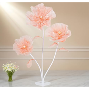 Flowers with Stand Base Large Artificial Silk Floral for Wedding Birthday Party Window Display Outdoor Decor (Orange)
