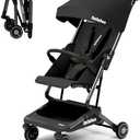 Bebehoo Lightweight Travel Baby Stroller, Foldable Portable Airplane Compact Umbrella Strollers for Toddler 1-3 Years (Full Canopy,Black)