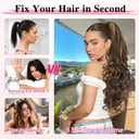 ALXNAN Ponytail Extension,24 Inch Claw Clip in Long Curly Wavy Chocolate Brown with Highlights Ponytail Hair Extension Jaw Clip on Pony Tails Hairpiece for Women