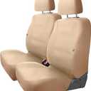 Custom Accessories® Front Seat Covers Airbag Compatible 2-Piece Midnight Plush Seat Covers for Cars, Trucks, and SUVs - Comfortable, Durable Vegan Leather Seat Covers Fits Adjustable Headrests -(Tan)