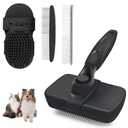Self Cleaning Shedding Brush - 5-in-1 Professional Pet Grooming Kit Skin Friendly Grooming Tool for Dogs, Cats, and Puppies, Deshedding and Hair Removal for Long and Short Haired Pets, Black