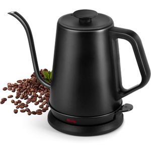 1L Electric Gooseneck Kettle, Tea Kettle for Boiling Water, Gooseneck Electric Kettle for Coffee & Tea, Fast Boiling for Pour Over, Auto Shut-Off, Boil-Dry Protection, 360 Rotational Base (1.0L Black)