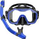 Kwambiri Snorkeling Gear for Adults Kids, Dry-Top Snorkel Set, 180°Panoramic Wide View Diving Mask Breathing Freely Snorkel Mask for Snorkeling Scuba Diving Swimming Travel