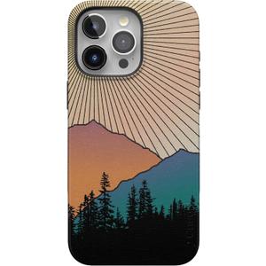 Casely iPhone 15 Pro Case | Golden Hour | Mountain Sunset Phone Case | Compatible with MagSafe and Action Button