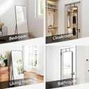 SCWF-GZ 57x20 Door Hanging Full Length Mirror, Floor (Height 5.7ft just Body in 1.3ft) or Wall Mounted Metal Frame Rectangle Dressing Mirrors for Bedroom Bathroom Living Room 57 inch Black
