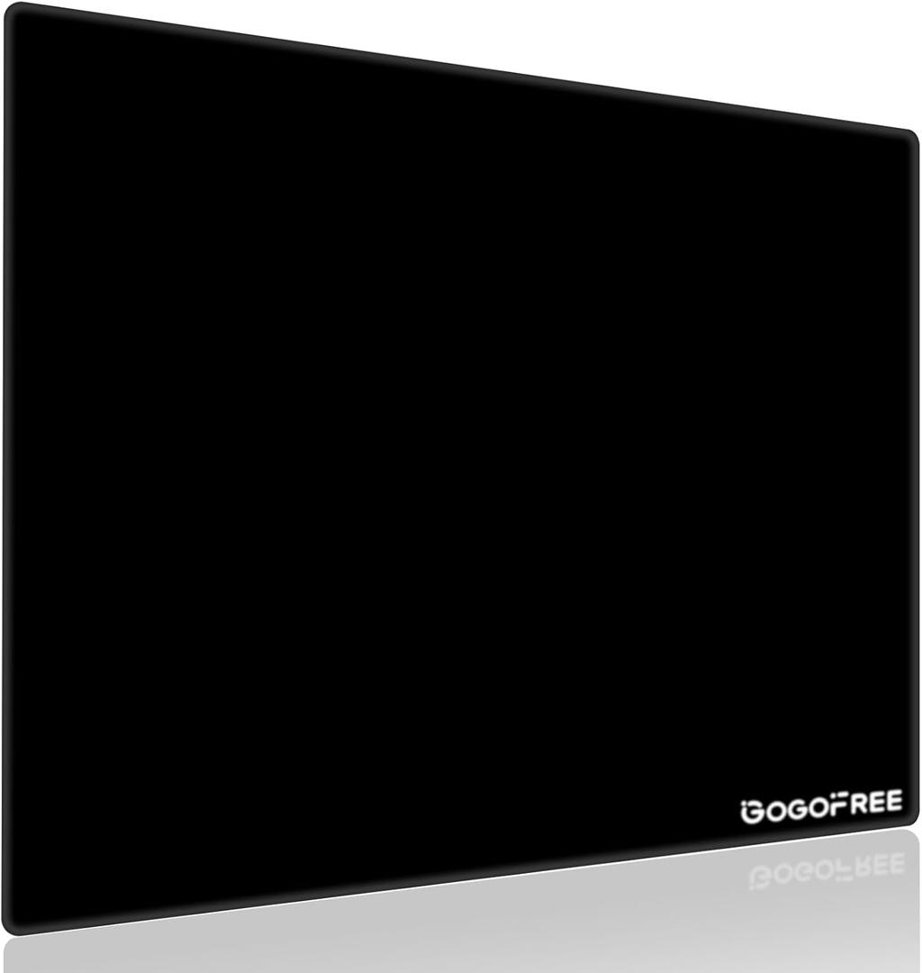 gogofree Glass Mousepad for Gaming, Ultra Smooth Mouse Mat with Hard Surface, Tempered Glass Mouse Pad Precision Speed Control for Games and Office (Black, 19.7" L x 15.7" W)