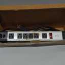 Heavy Duty Surge Protector, 6 Outlet Industrial Power Strip with 15A, Shop Workshop Garden Metal Power Strip with 6FT Cord 1200 Joules ETL Listed. (Grey)